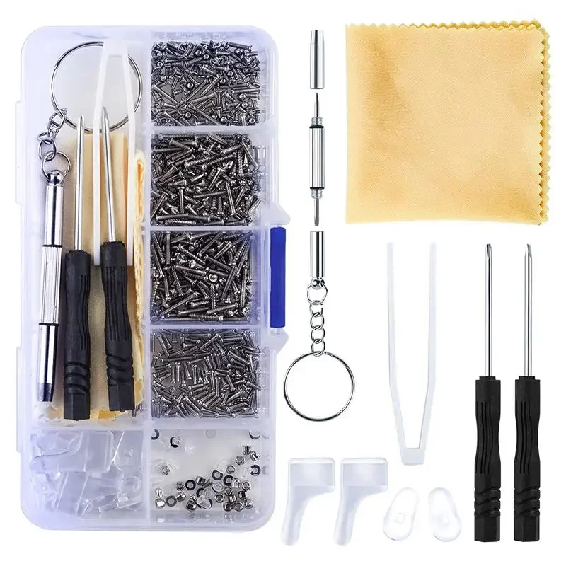 1 Box Eyeglasses Repairing Set Portable Replacement Silicone Frame Nose Pad Sunglasses Tool Accessories with Screws