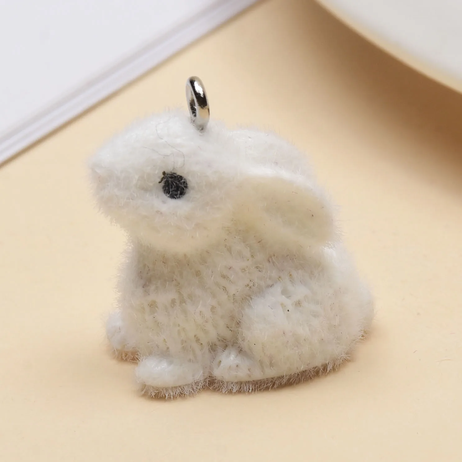20pcs Flocking resin cute rabbit Charms cartoon Animal dolls pendant for Necklace keychain diy Handmade jewelry wholesale