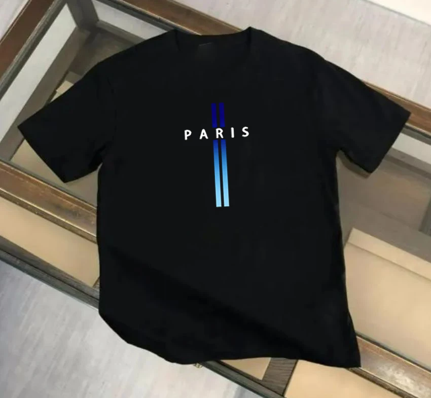 Men's Summer Exercise Blue/white Gradient Print T-shirts High Grade Breathable Cotton Short Sleeved Top Marathon Gym Fitness