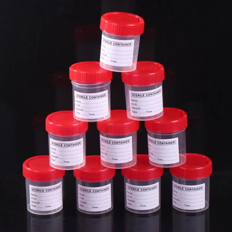 (ZYDD01) 10PCS 60ML Plastic Cup Container Disposable Urine Collection Sample Cup Specimen Bottle Container With Tags