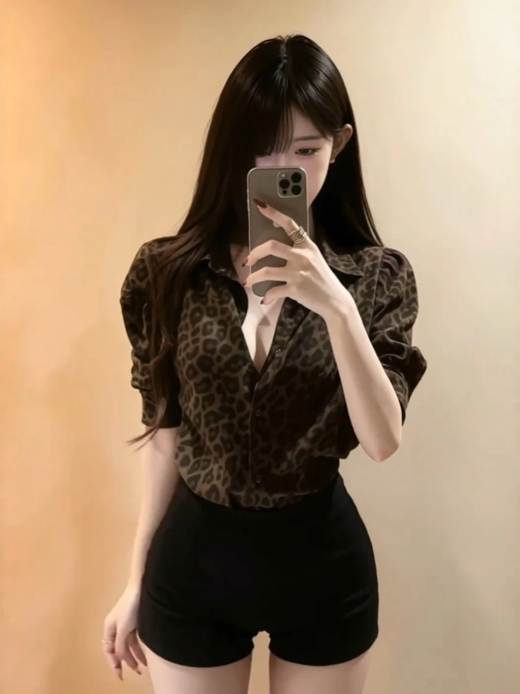 

Ретро-рубашка с леопардовым принтом в американском стиле, с длинным рукавом, женская, летняя, новая, сексуальная, для девушек, солнцезащитный топ, свободный крой, французский стиль