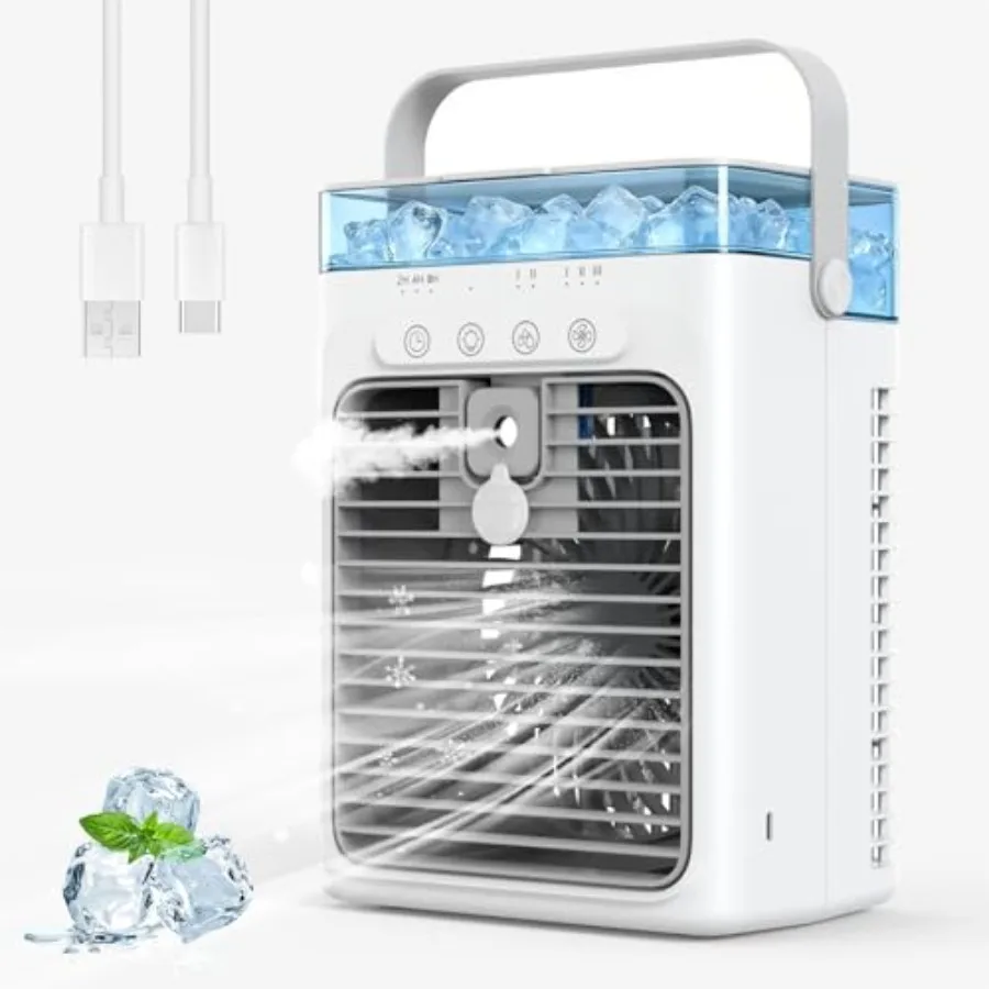 

Portable Air Conditioners, Personal Evaporative Air Cooler, 3-Speed Small AC Fan, 8H Auto-off, Mini Air Conditioner, Cooling Fa
