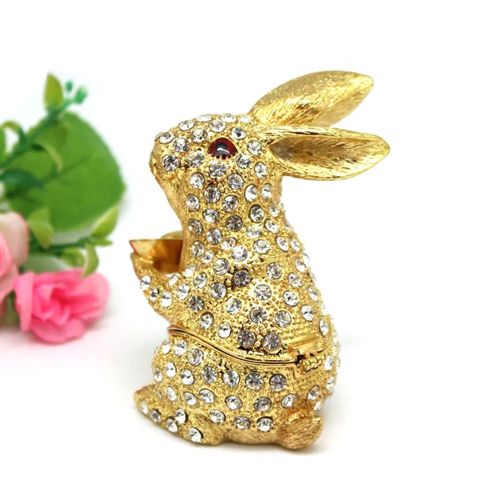 

Rabbit Box Storage Container for Earrings Accessories Wedding Gifts Metal Trinket Case Rabbit Ring Box Alloy Jewelry Case