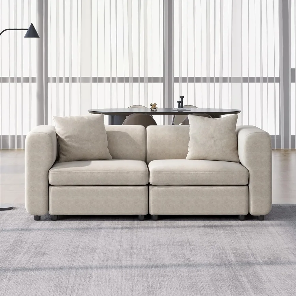 Sofá secional grande para sala de estar, sofá conversível, sofá profundo, sofá secional familiar, bege