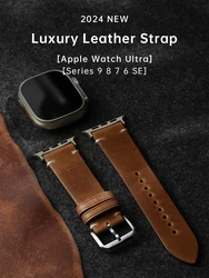 Vintage Leather Strap For Apple Watch, Ultra 49mm, Series 9, 8, 7, 6, SE, 45mm, 44mm, 41mm, 40mm, Accessories Watch Band