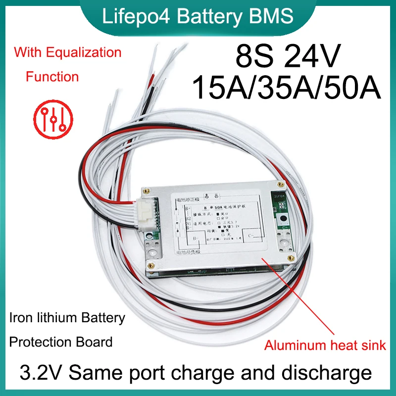 New 8S 24V 15A/35A/50A Iron Llithium Battery Protection Board BMS 3.2V Same port PCM for 24V 8S 20Ah 50Ah 100Ah Lifepo4 Cell DIY