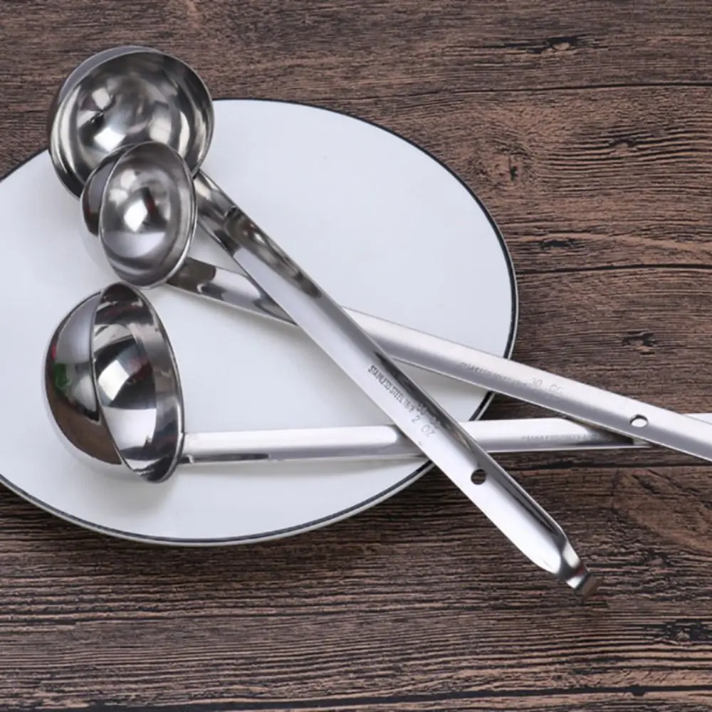 Heavy-Duty Stainless Steel Measuring Ladle 1/2/3oz with Hanging Hook Soup Ladle Deepened Scoop Ounce Scoop Portion Control