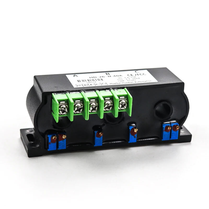 China 3 Phase Current Transmitter 0-5V 0-10V 4-20mA Out Perforated 3 Phase Ampere signal Transducer Three-phase Current Sensor