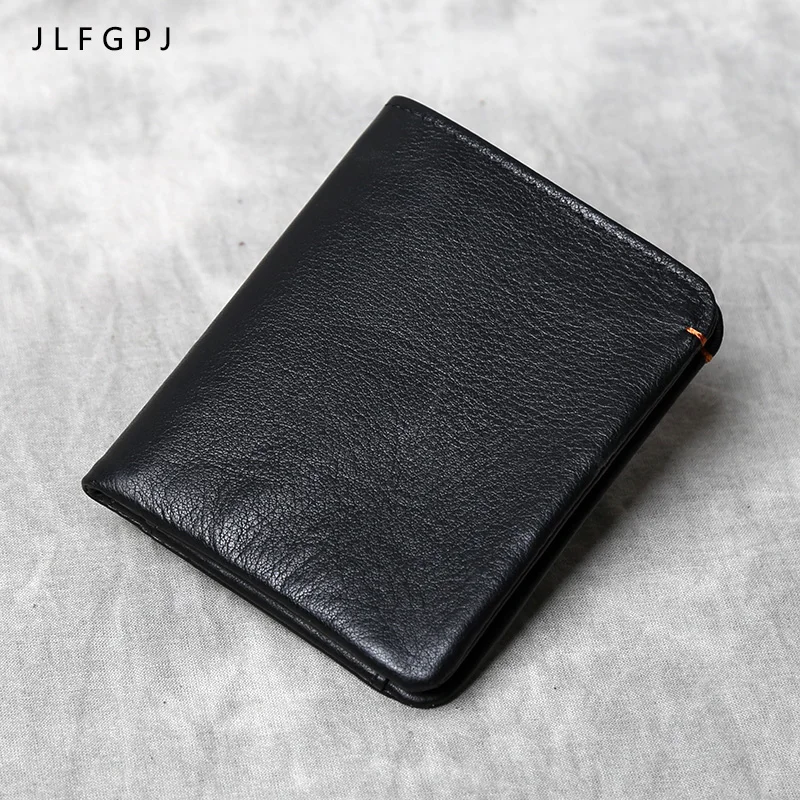 Genuine Leather Wallet Men's Short Handmade Top Layer Cow Leather Retro Casual Versatile Ultra-thin Wallet