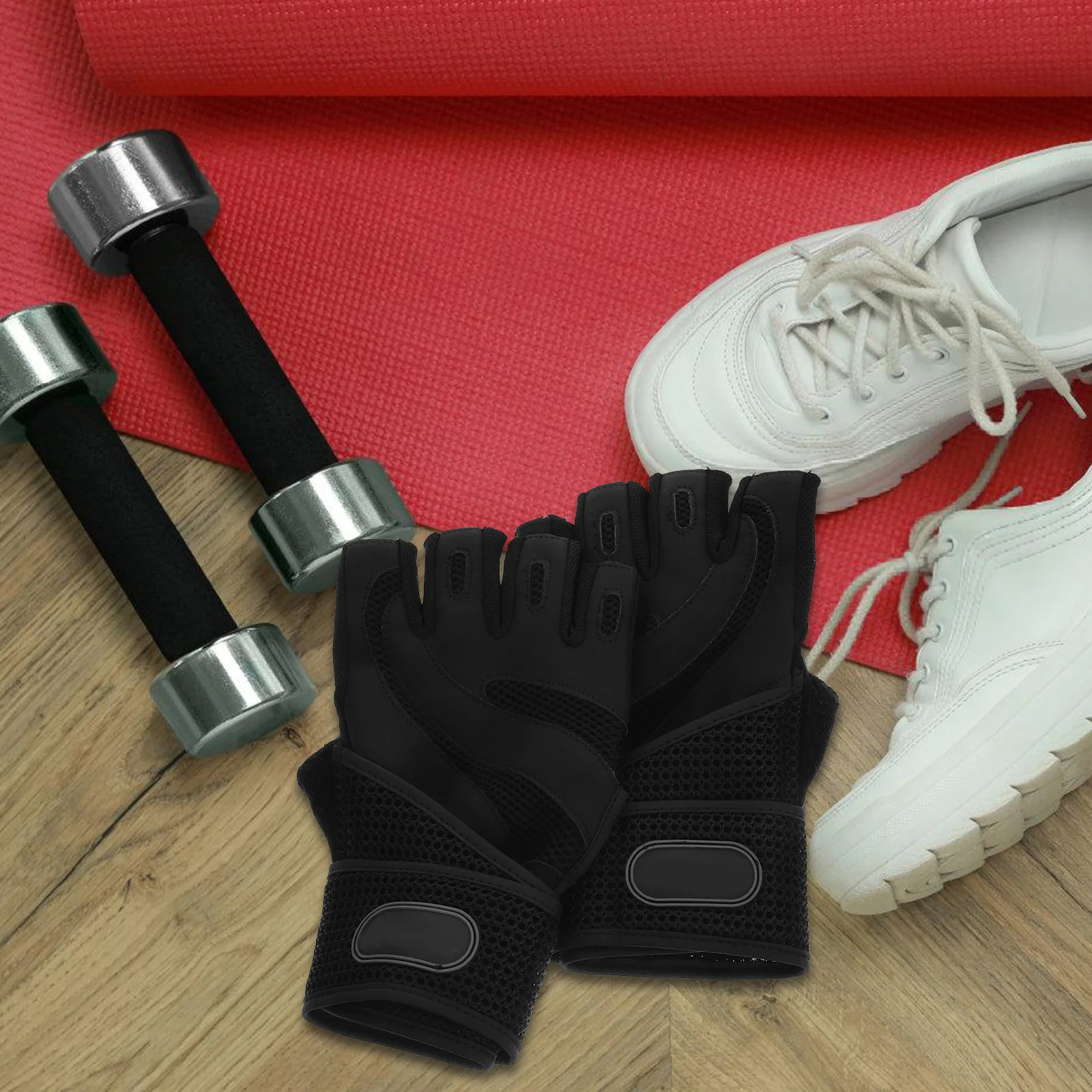 

Fitness Gloves Breathable Half Finger Weightlifting Gym Yoga Protective Gloves Microfiber Silica For Adults M
