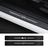 4PCS Car Door Threshold Sills Pedal Plate Carbon Stickers For Infiniti Q50 Q30 Q60 Q70 IPL QX50 QX30 QX60 QX70 QX80 Accessories