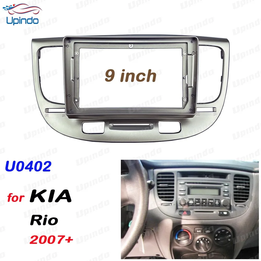 

Car Accessories 2 Din 9 Inch Radio Fascia DVD GPS MP5 Panel Frame for Kia Rio 2007+ Dashboard Mount Kit