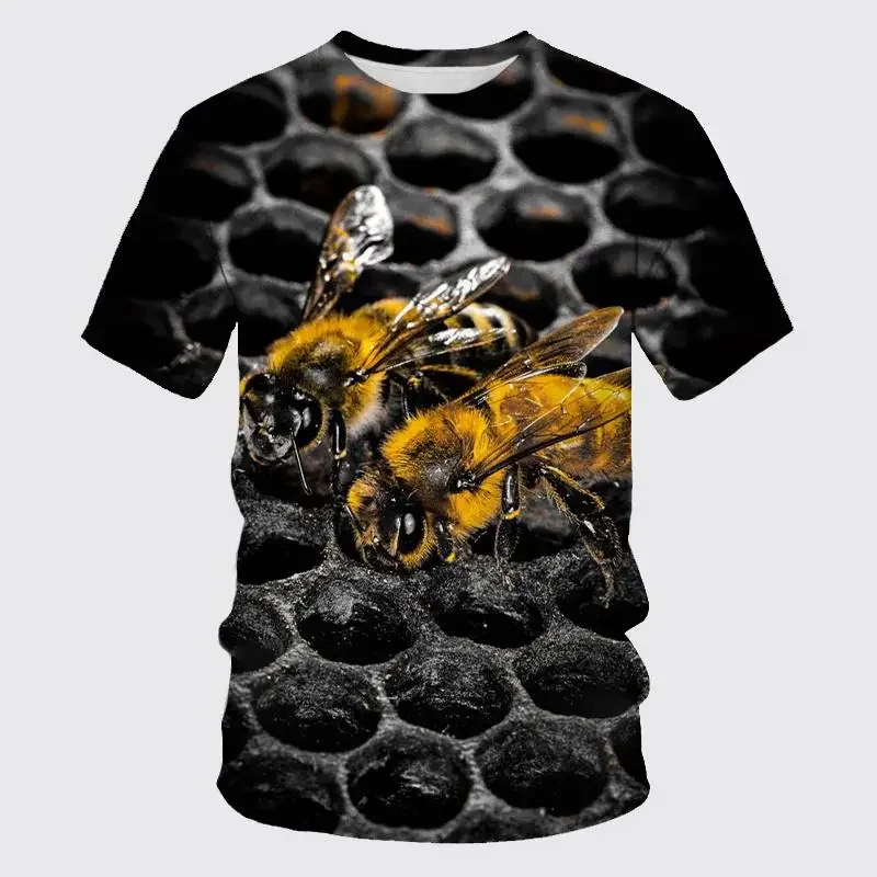 

Interesting Bee 3d Printing Pattern Men's Casual Clothing Fashion O-neck Street Summer Light Top Harajuku Short Sleeve