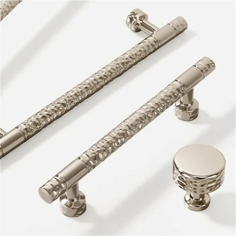 Hand-Hammered Cabinet Pull Handle Vintage Solid Cabinet Wardrobe Door Handles Single-Hole Drawer Knob French Furniture Handle