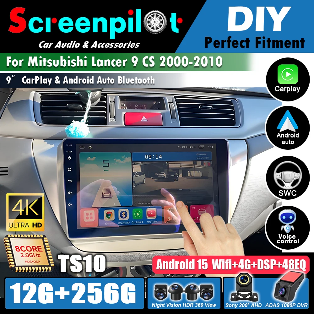 Radio Estéreo para Auto Android 16 para Mitsubishi Lancer 9 CS 2000 2001 2002-2010, Reproductor Multimedia de Video, 5G CarPlay, GPS, Navegación, DSP