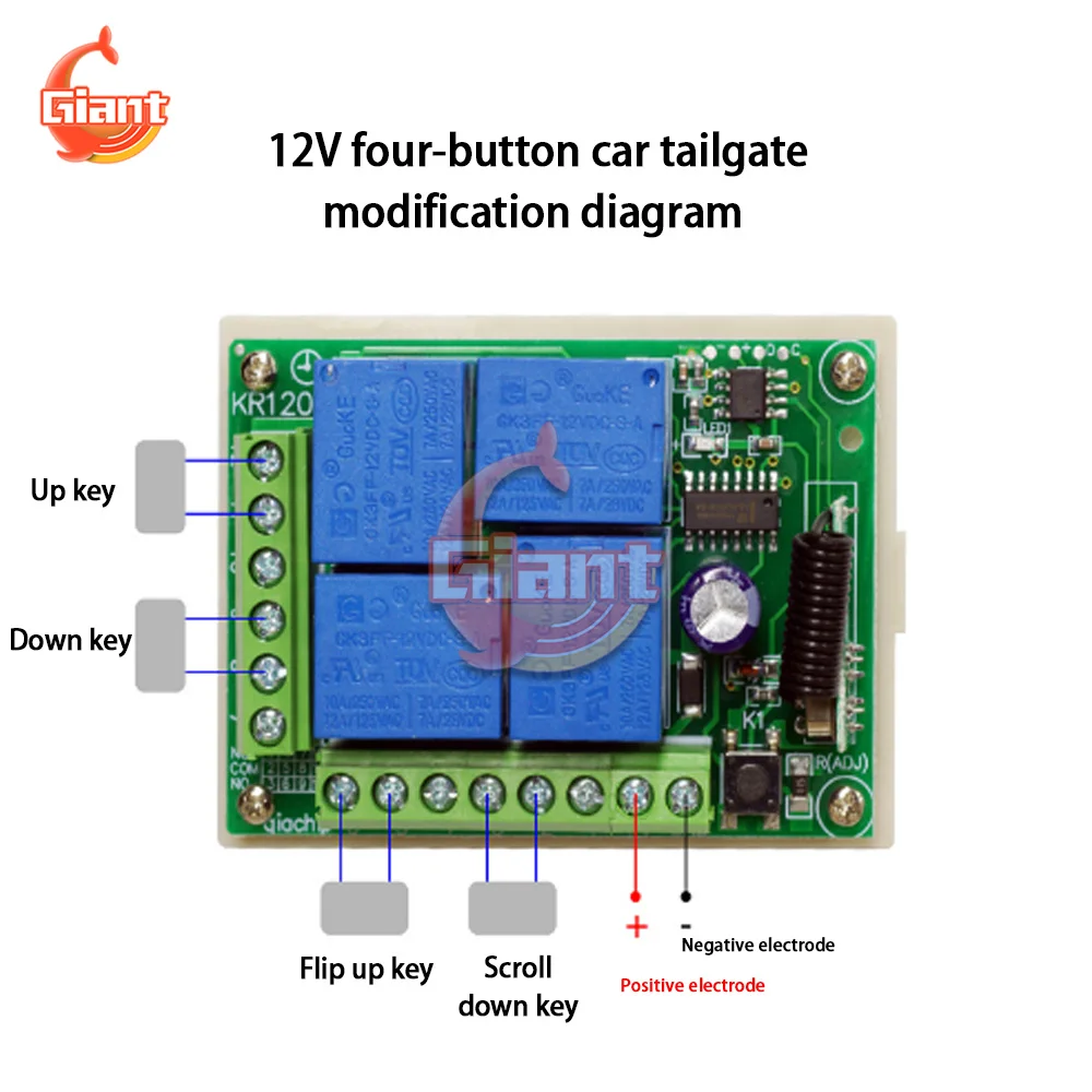 433MHz 315MHz Universal Wireless Remote Control DC 12V 4CH Relay Receiver Module RF Switch For Gate Garage