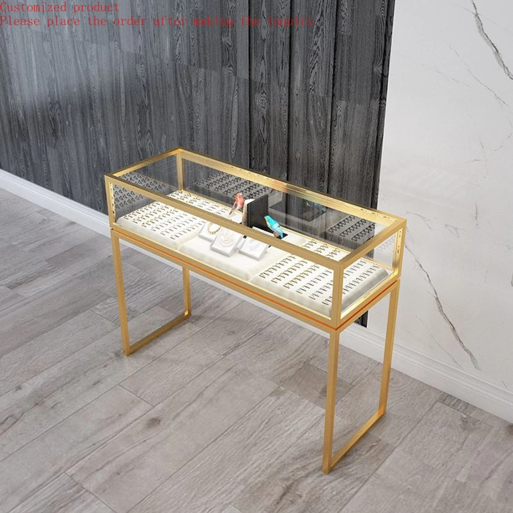 

Custom.Exquisite Jewelry Display Cabinet Metal Unique Glass showcase Led Light