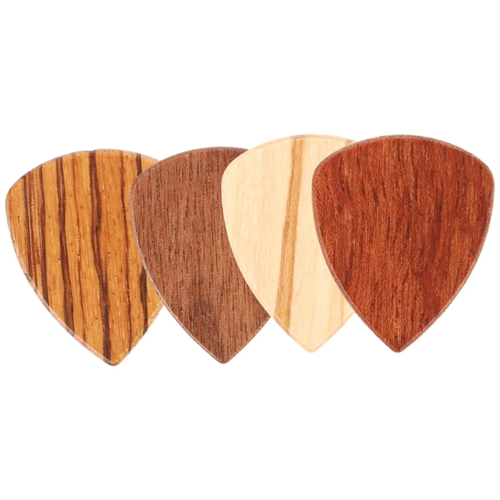 

4 Pcs Wood Guitar Picks Bulk Handmade Sturdy Portable for Bass Electric Acoustic Guitar Musical Accessories Long Lasting