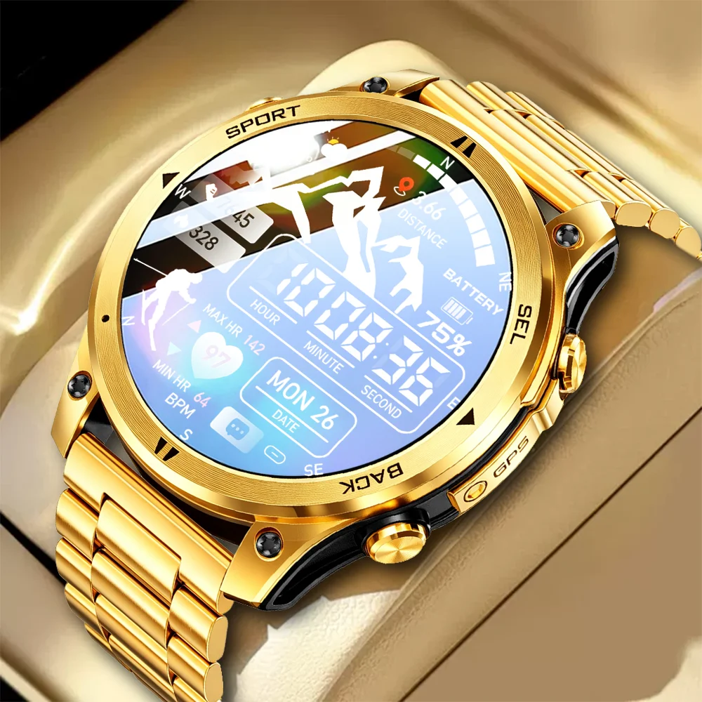 New Golden Smart Watch Bluetooth Call Smartwatches Full Touch Screen Music Fitness Tracker Waterproof Smartwatch for Android IOS