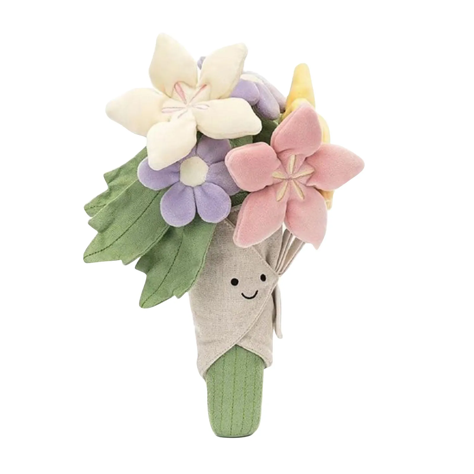 Cute Flower Plush Doll Stuffed Plant Plushie Soft Flower Doll Smiling Face Huggable Handing Flower Toy Sweet Gifts