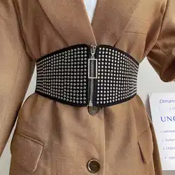 Cinturón de cintura para mujer, nueva moda, diseño decorativo versátil, versión coreana, tendencia punk INS, chaqueta de traje a juego, cinturón ancho