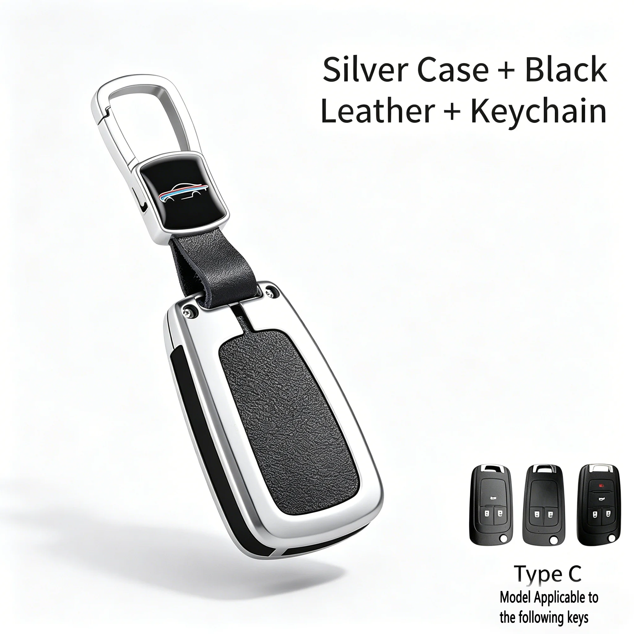

Zinc Alloy PU Leather Flip Key Cover for Buick Verano Regal Encore 2/3/4-Button Remote Key Protector Case with Keychain