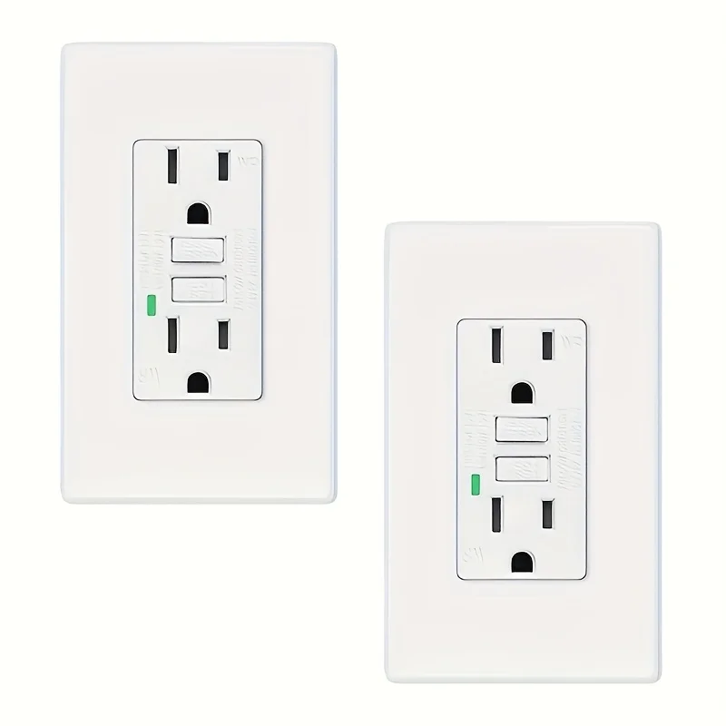 

GFCI Outlet 15Amp 2PK,White Outlets Receptacles,GFI Electrical Outlet with LED Indicator,Weather Resistant WR, TR