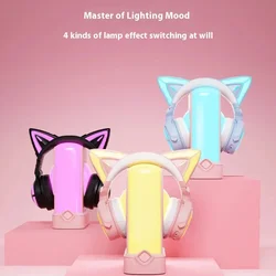 Yowu Crystal Headphone Stand Pink/Black Rgb Ambient Light  Headset With Headset Holder E-sports Headphone