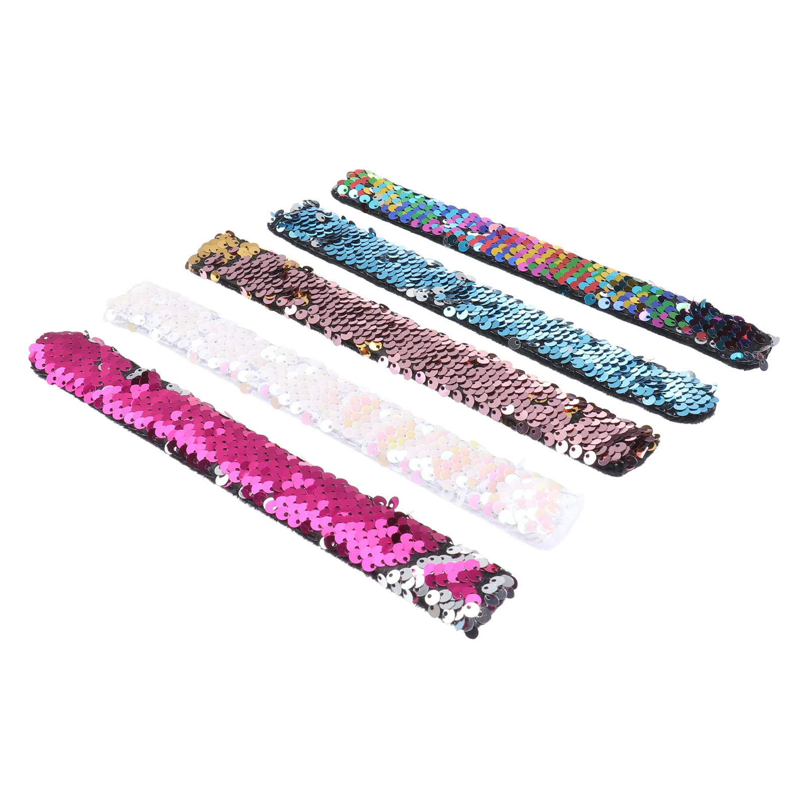 

5 Pcs Sequin Bracelet Slap Bracelets for Kids Mermaid Sequins Wrist Bands Child