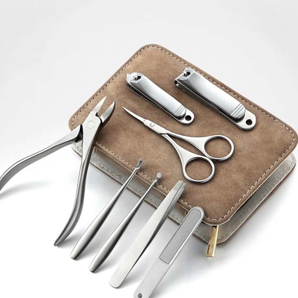 

1Set Nail Clipper Kit Stainless Steel Professional Manicure Tools Grooming Set Durable Nail Clippers with PU Storage