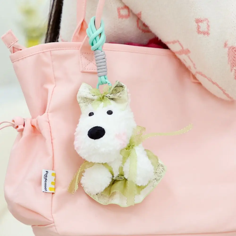 

Stuffed West Highland Bag Pendant Cartoon Animal Plush Plush Puppy Doll Keychain Anti-lost Cute Plush Hanging Pendant Girls