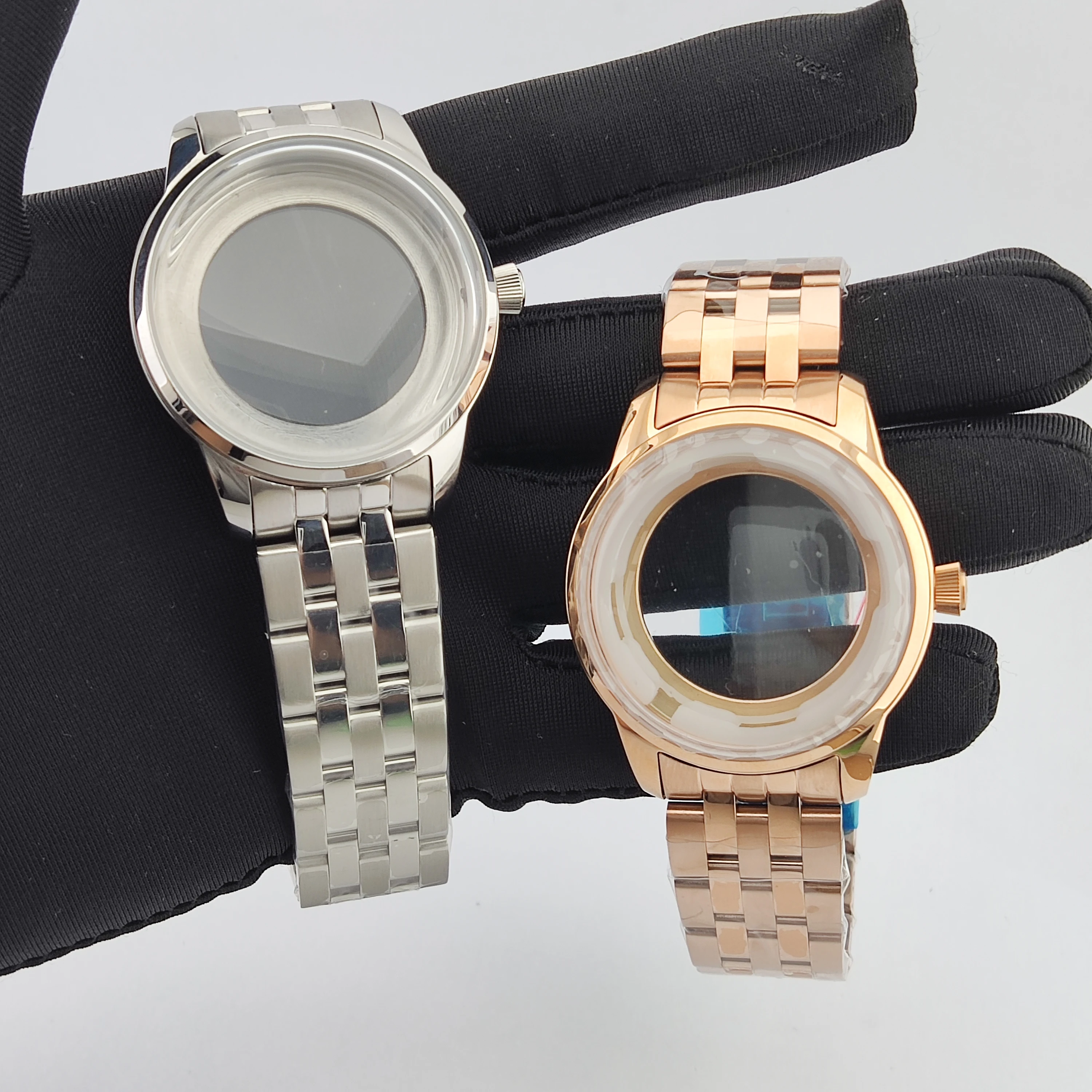 

Корпус для часов NH35, 40 мм, с двойной застежкой-бабочкой, кожаный ремешок, подходит для циферблата 35 мм, аксессуары для модификации часов с механизмом NH35/NH36.