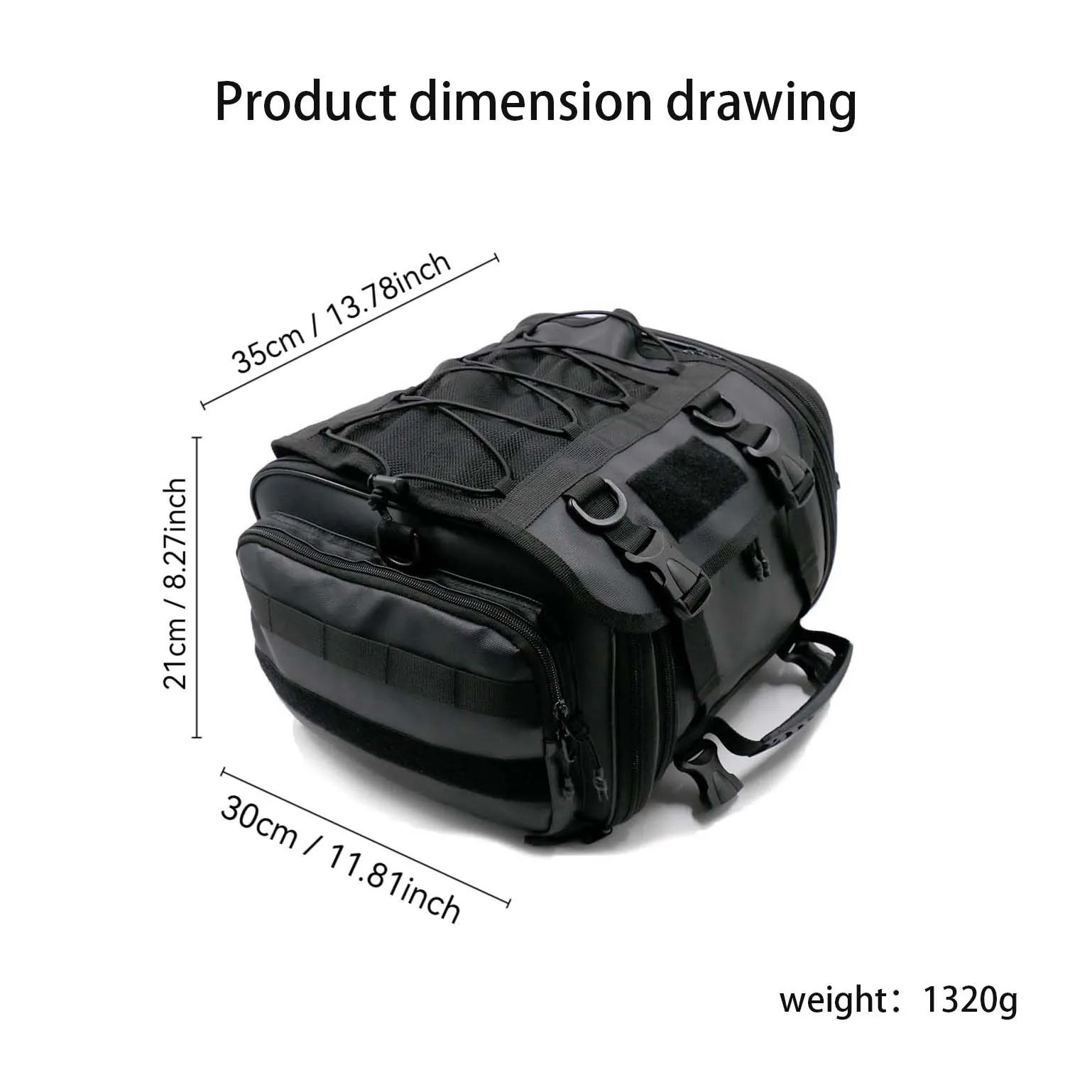 حقيبة سفر للدراجات النارية ذات سعة كبيرة 40 لترًا مع جيوب متعددة. إنه قابل للفصل والتوسيع. الخلفي