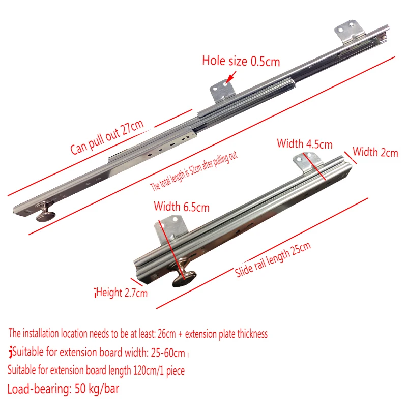 Imagem -04 - Desktop Extension Board Slide Rail Suporte 90 Graus Mesa Dobrável Carga de Rolamento Slide Rail Built-in Dobradiça Forte Economia de Espaço