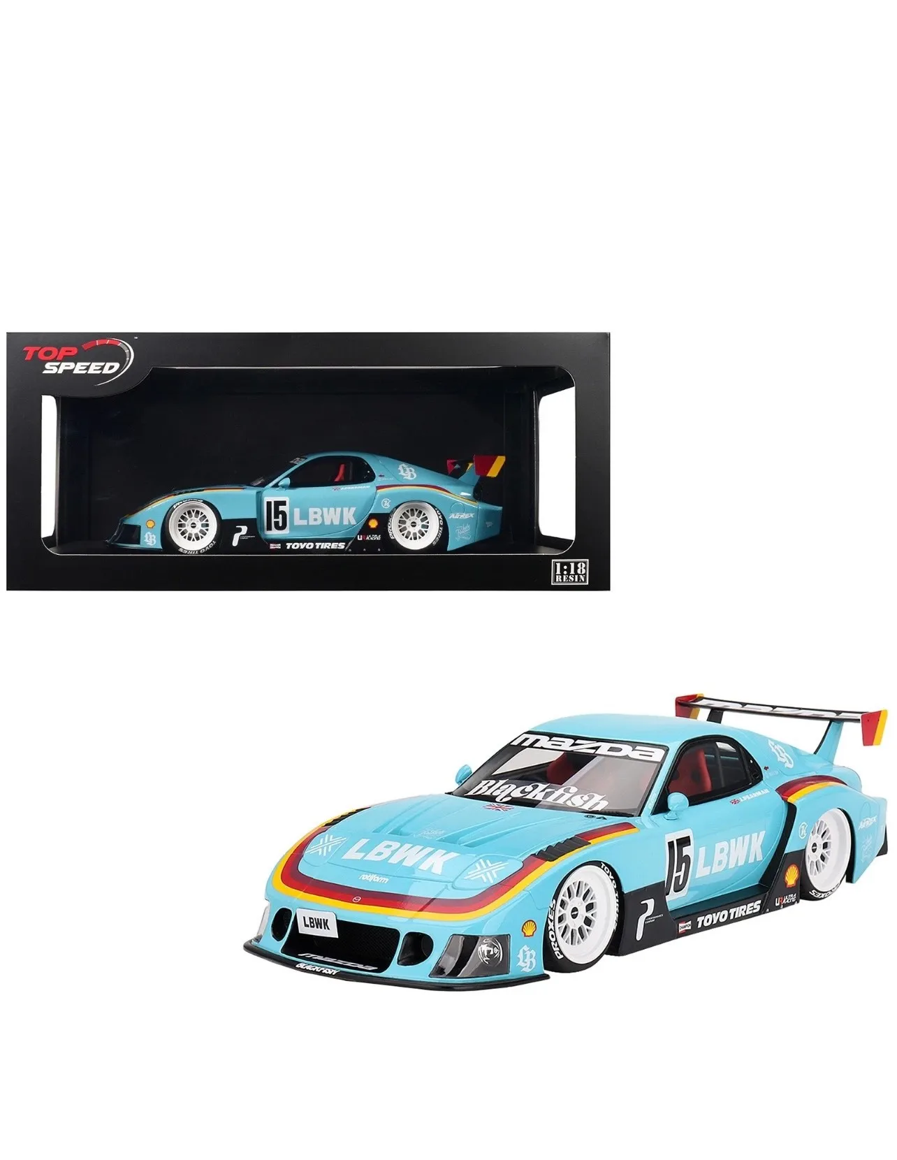 

Топ масштаб 1/18 MAZDA RX-7 LB-супер силуэт модель автомобиля из смолы Коллекционная игрушка в подарок сувенир дисплей орнамент