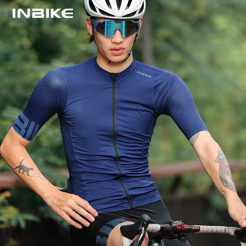 INBIKE Summer Cycling Riding Sets Short-Sleeved Jersey Bicycle Shorts Quick-Drying Road Biking Shirts Bibs Clothing with Pockets