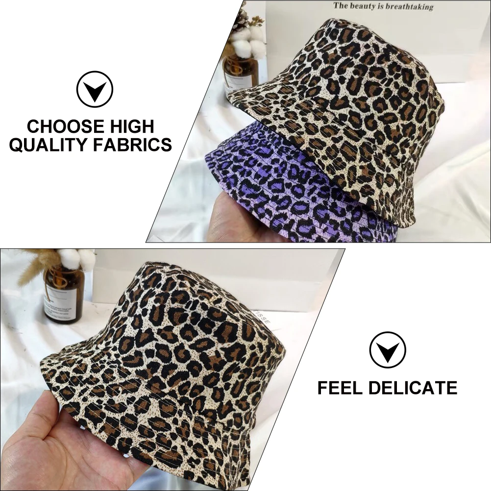 

1pc Leopard Print Sun Shade Bucket Hat Windproof Breathable Fisherman Hat For Women Small Face Fit All Seasons Soft Comfortable