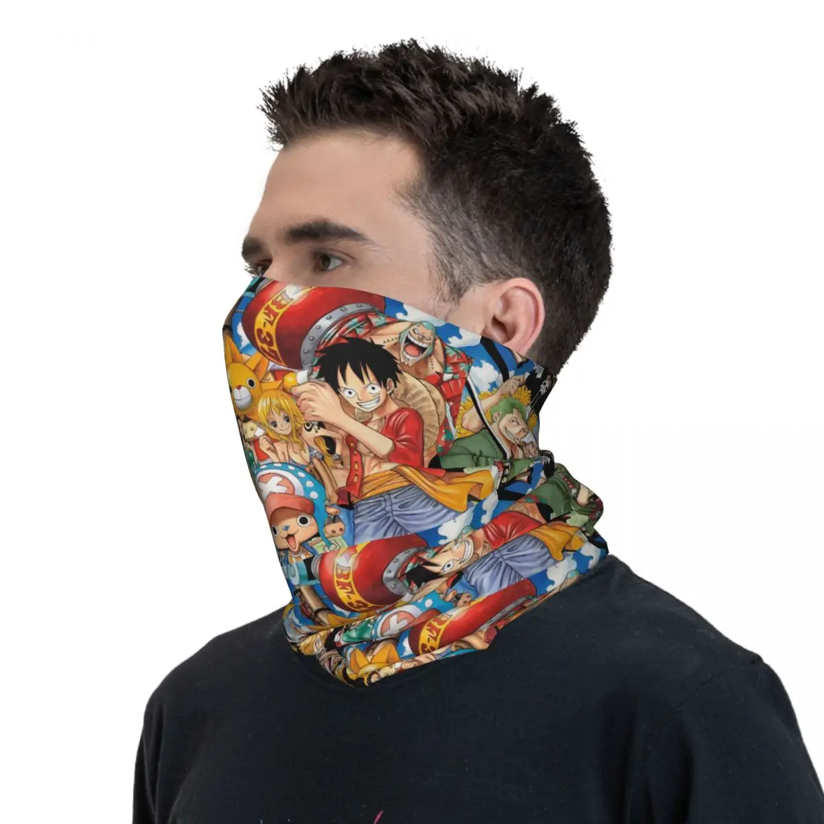 Pasamontañas con estampado de Anime para hombre y adulto, Bandana para el cuello, bufanda envolvente multifuncional para ciclismo y correr