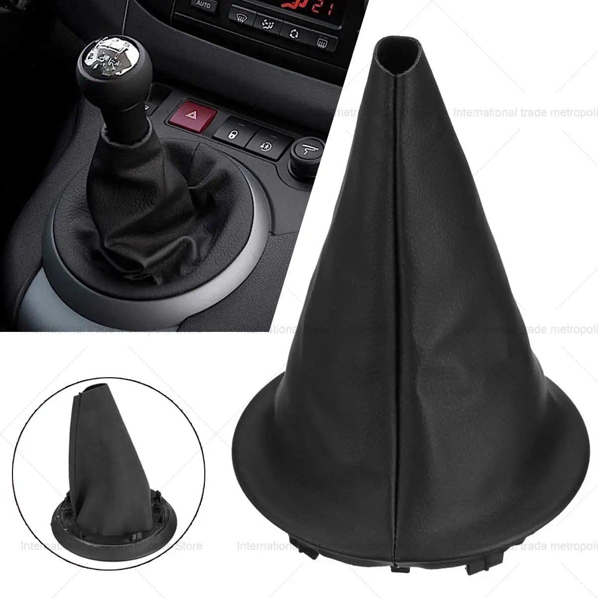 Car Gear Shift Collar PU Leather Gaiter Boot Cover w/Frame Dust-proof For Citroen Berlingo II Mk2 2008-on