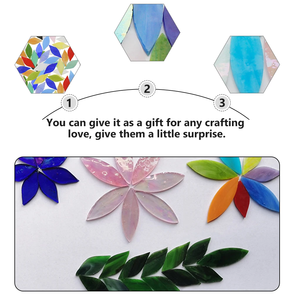 70 قطعة قطع زجاجية على شكل ورقة شجر فسيفساء عالية الجودة لوازم حرفية ذاتية الصنع زينة يدوية بلاط زجاجي فني لكوب إطار الحائط