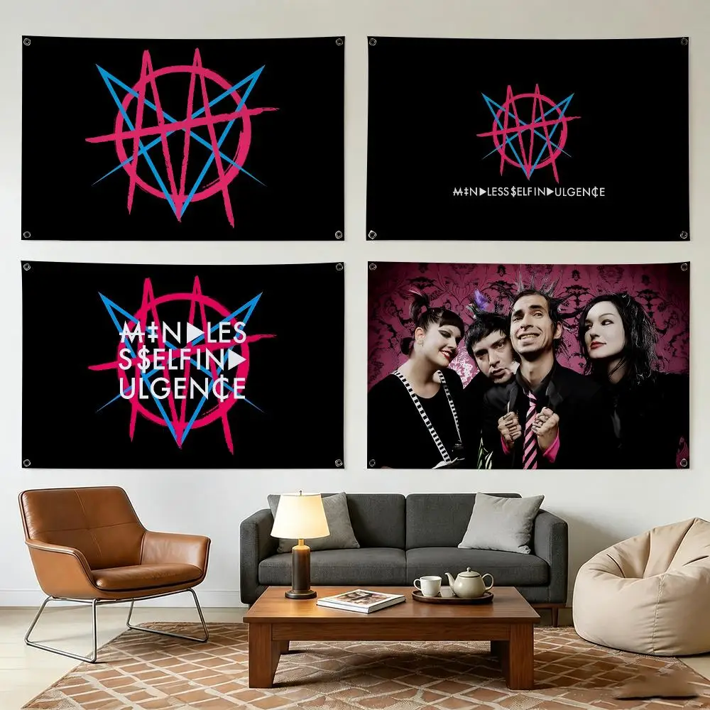 Mindless Self I-Indulgence Band Flags Wall Hanging Outdoor Garage Room Decorative Fashion Gift Background