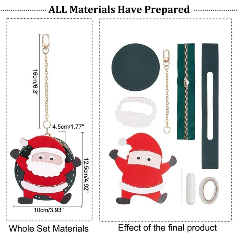 Diy Portemonnee Maken Kit, Diy Ambachten Mooie Verandering Portemonnee Naaimaterialen Diy Ronde Tas, Santa Claus Eenvoudig Te Installeren