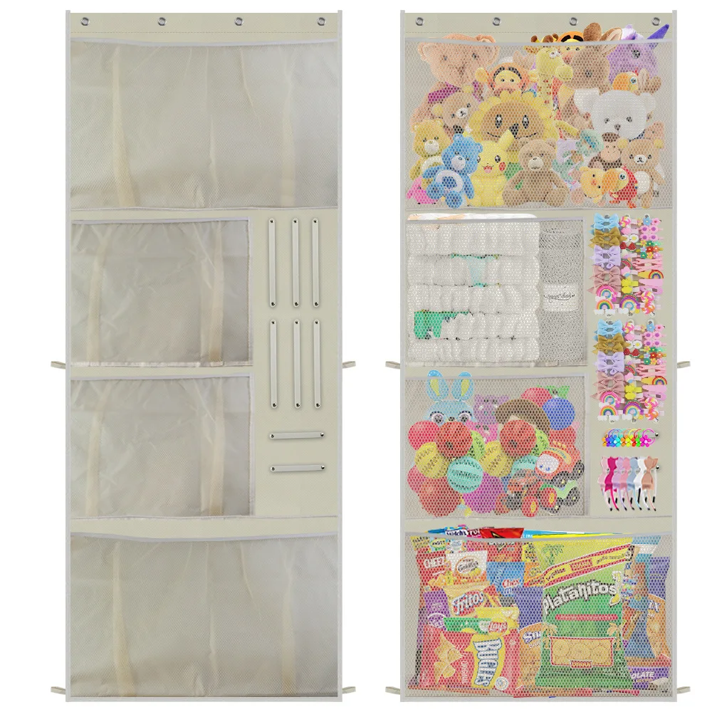 Stuffed Toys Storage Bag Door Back Hanging Kids Toys Organizer For Baby Plush Toys Nursery Kids Room Stuffed Toys Storage Bag