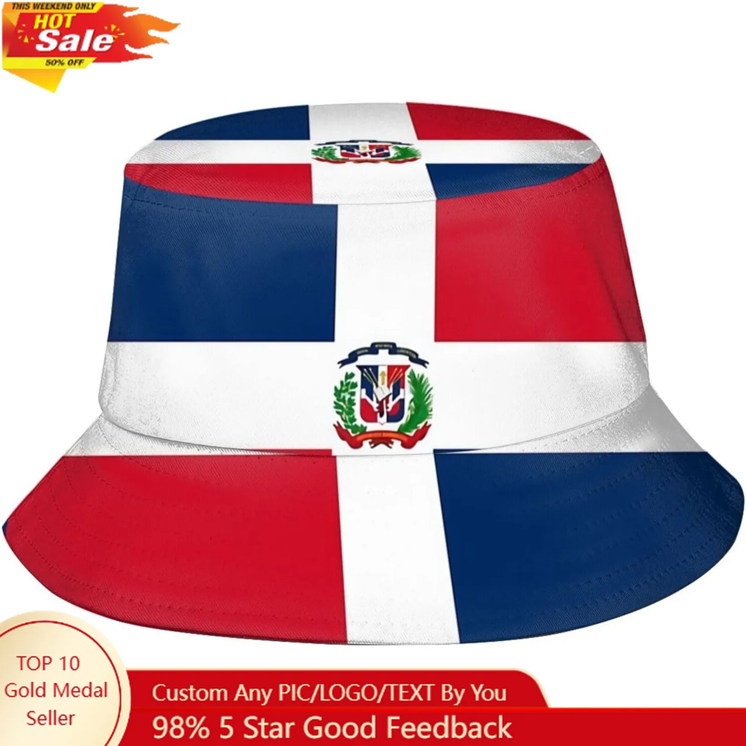 

Cute Flag Bucket Hats Reversible Fisherman Cap Packable Sun Hat for Women Men