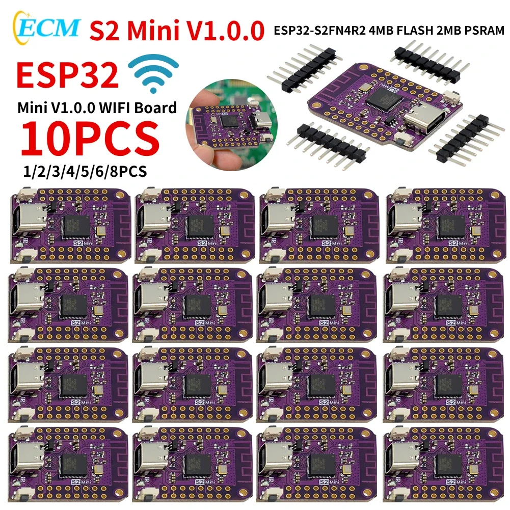 1-10pcs ESP32 S2 Mini V1.0.0 WiFi Module Development Board Based ESP32-S2FN4R2 4MB FLASH 2MB PSRAM for Arduino TYPE-C/Micro-USB