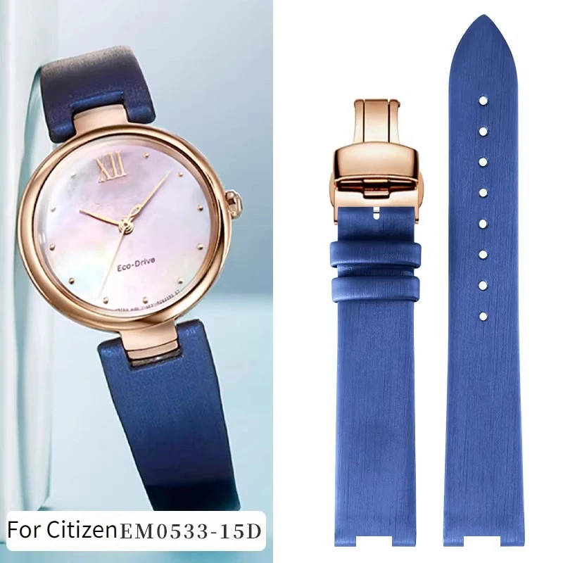 Curved silk-patterned leather watch strap women For original Citizen L EM0533 EM0853 FD1100 PR1023 PR1021 Cowhide watchband