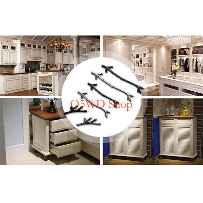Q5WD Vintage Tree Branch Tay cầm Tủ quần áo Knob tủ kéo Tấm tủ kéo
