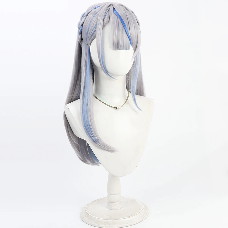 Nuovo Anime Vtuber Amagai Ruka Parrucca Cosplay Ragazza Argento Capelli lunghi Parrucche sintetiche resistenti al calore Carnevale di Halloween Prop