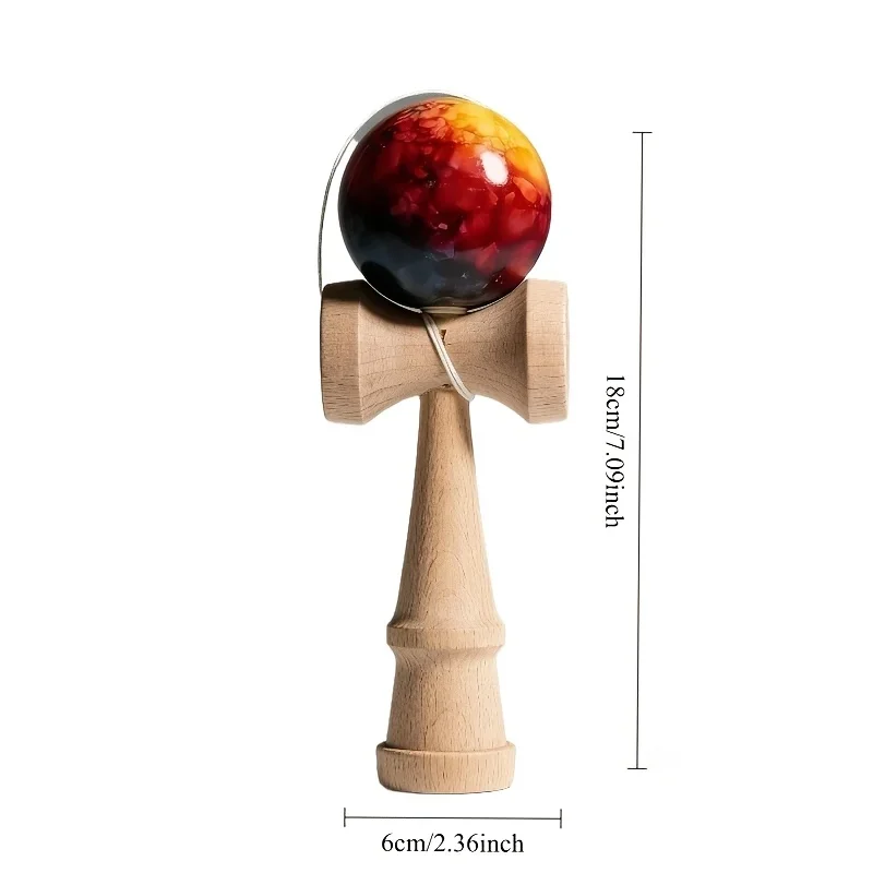Marble Pattern Wooden Kendama Skill Ball, Professional Balance Training Toy Portable Hand-Eye Coordination Trainer