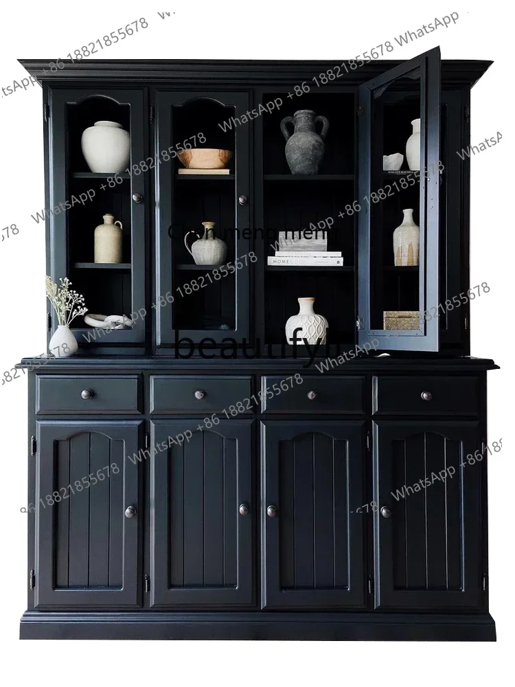 NQ09Black solid wood locker/multifunctional side cabinet/restaurant storage bookcase